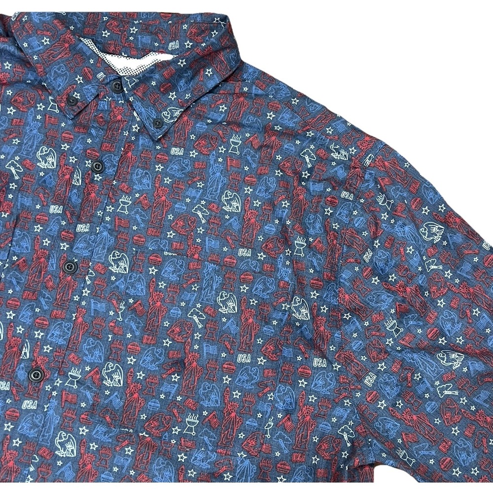 Sun River Fourth Of July Themed Button Shirt, Men's Size Large, Short Sleeve